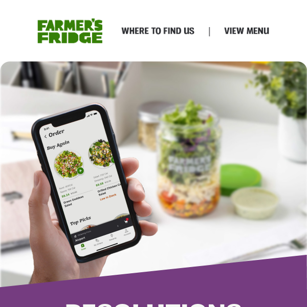 🗓️Maintain your resolutions with the Farmer's Fridge app 