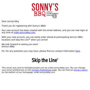 Welcome to Sonny's BBQ Order Ahead!