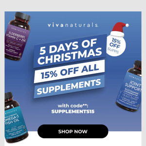 5 Days of Christmas | 15% Off Supplements