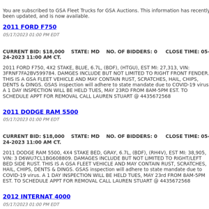 GSA Auctions GSA Fleet Trucks Update