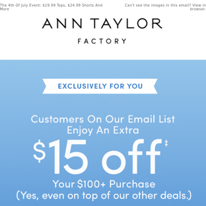 Up To 50% Off + Extra $15 Off – Exclusively For You