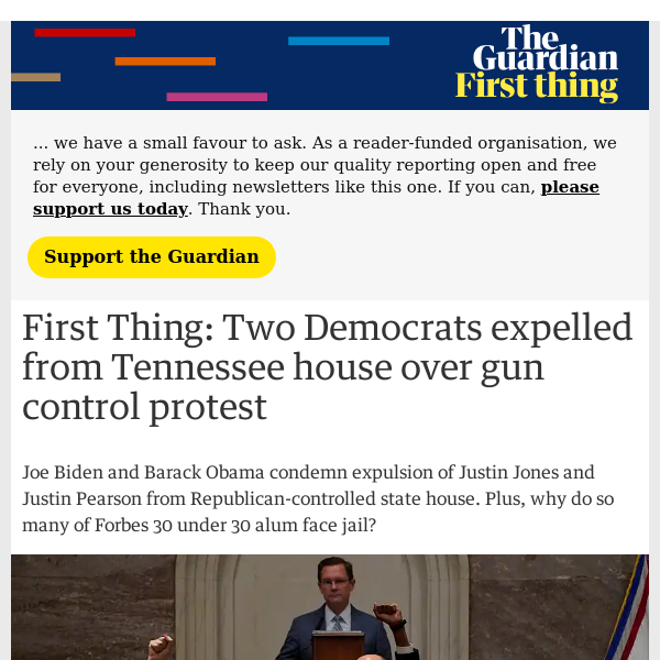 Two Democrats expelled from Tennessee house over gun control protest | First Thing