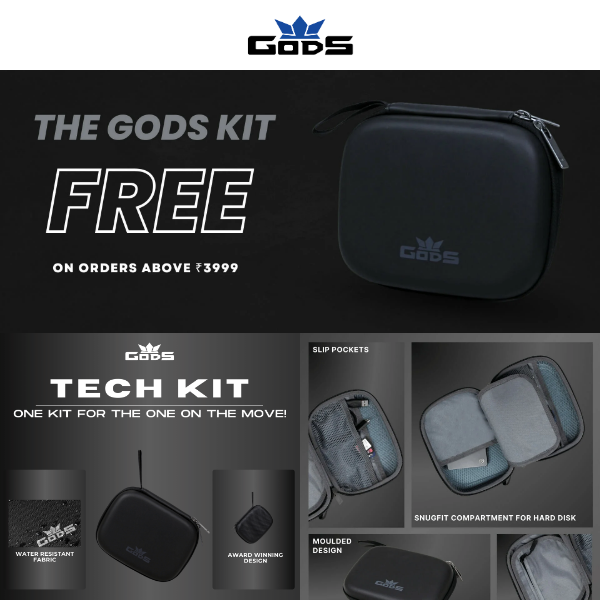Road Gods,Get a free GODS tech kit on shopping above ₹3999!