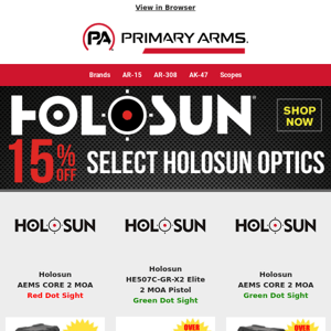 15% Off Select Holosun Optics!