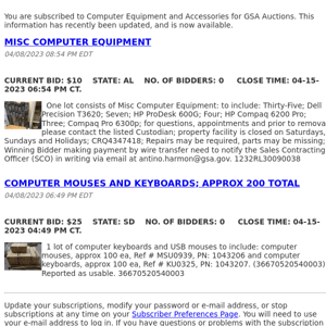 GSA Auctions Computer Equipment and Accessories Update