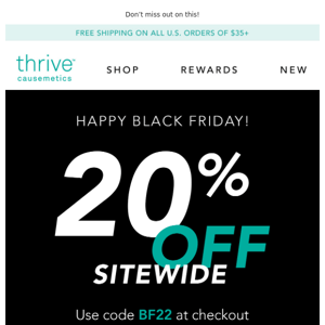 20% Off Sitewide Ends Soon