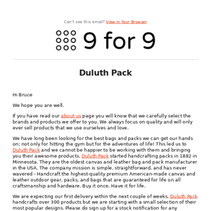Duluth Pack | Coming soon...