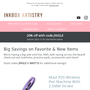 Inkbox Artistry Holiday Savings Up to 30% Off!