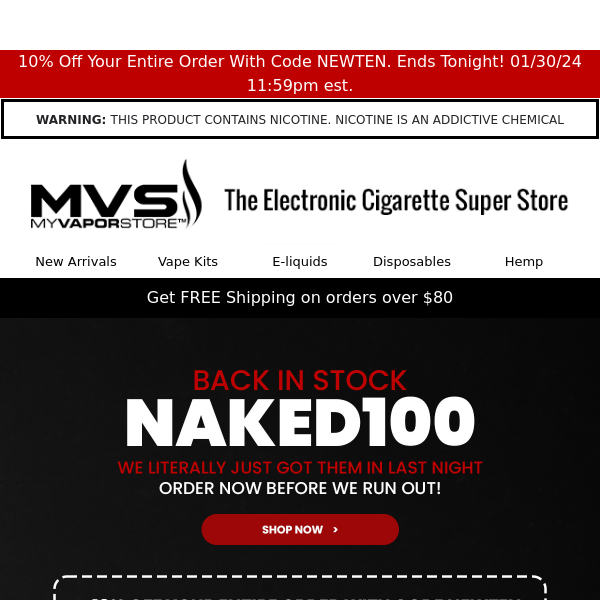 🎉Restocked! Save big on Naked100 E-liquids & More!🔥