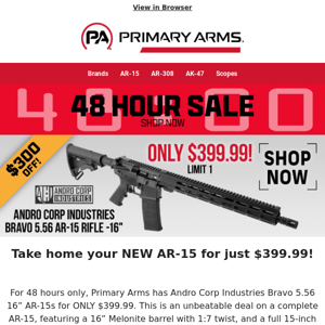 ⏰ 48HRS ONLY! $300 OFF Andro Corp Industries Bravo 5.56 16” Rifle