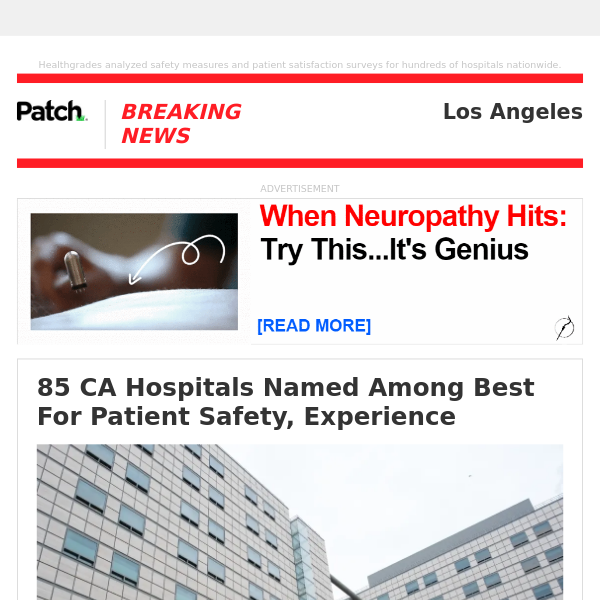 ALERT: 85 CA Hospitals Named Among Best For Patient Safety, Experience – Tue 11:46:11AM