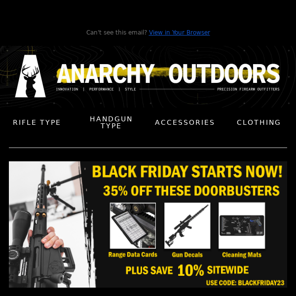 BLACK FRIDAY STARTS NOW! Anarchy Outdoors Black Friday Deals!