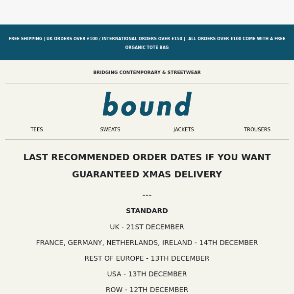 Last recommended shipping dates! 🎄