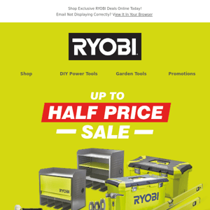 Up to HALF PRICE sale on selected RYOBI Hand Tools & Storage 🔨