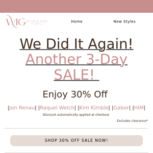 Let's Do It Again! Another 3-Day Sale!