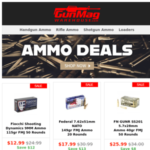 Stock Up On These Ammo Deals | Fiocchi Shooting Dynamics 9mm 115gr 50rd Box for $13