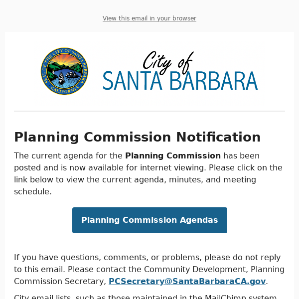 Planning Commission - Agenda Posting Notification