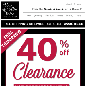 Shop Now: 40% Off Clearance Sale