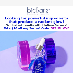 Give your skin a healthy, radiant glow with bioBare Serums!