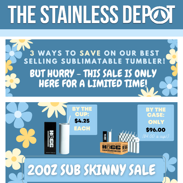 🥤$3.75 + 20oz Sublimatable Skinny Sale is BACK🕺
