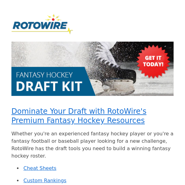 Drop the Puck: Fantasy Hockey Draft Strategy and Tools