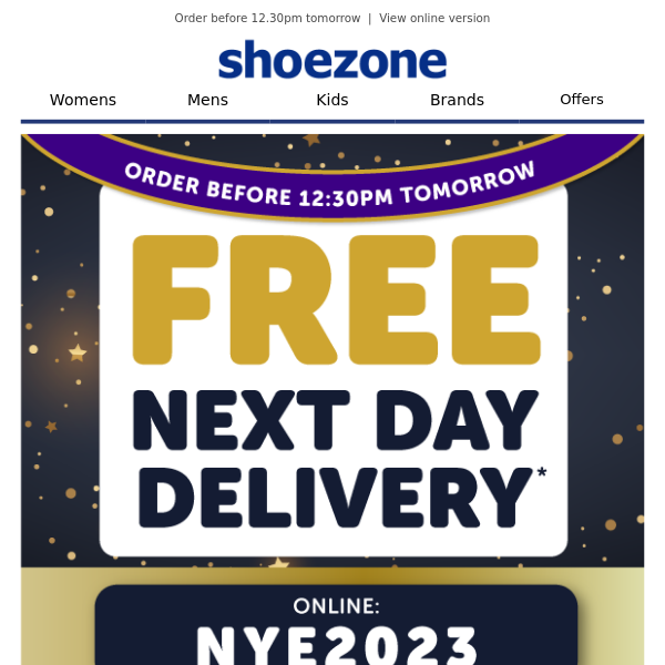 FREE next day delivery ends TOMORROW!