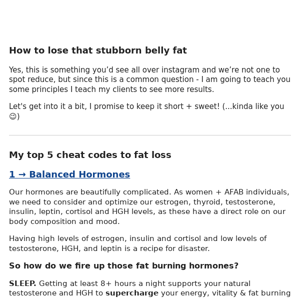 My top 5 fat loss cheat codes…
