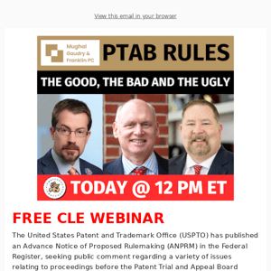 Webinar TODAY: Proposed PTAB Rules