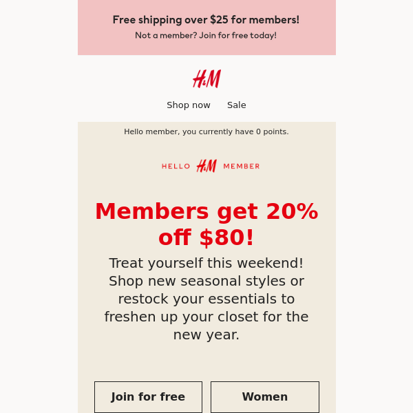 This weekend only—20% off $80! - H&M