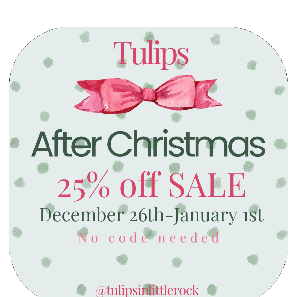 After Christmas Sale 25% OFF