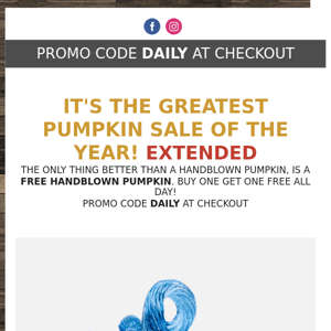 EXTENDED! BUY ONE GET ONE FREE Glass Pumpkin Day