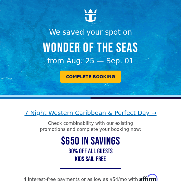Still thinking about that 7 Night Western Caribbean & Perfect Day?