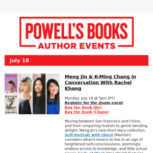 Powell’s Author Events: Mikel Jollett, Meng Jin & K-Ming Chang, and more