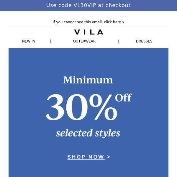 You can still make it! Minimum 30% off selected styles