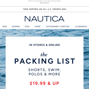 The Packing List, starting at $19.99