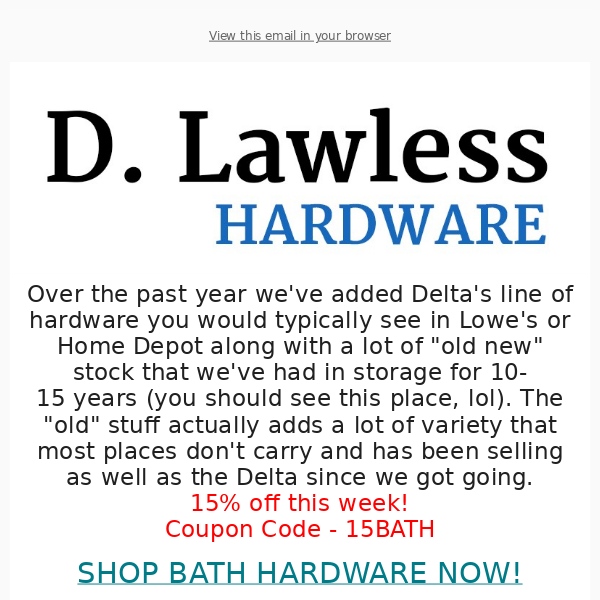 15% Off Bath Hardware! 🛁