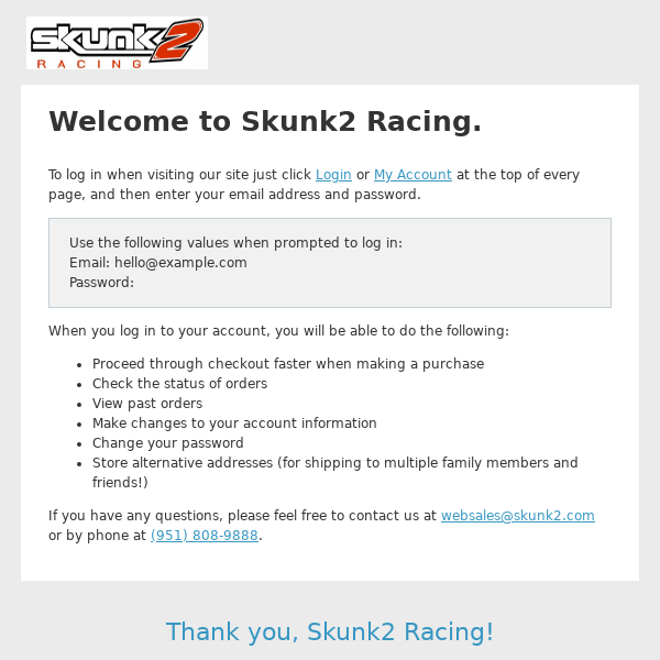 Welcome, Skunk2 Racing!