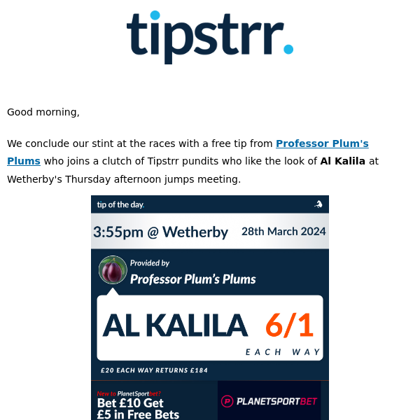 Today's free horse racing tip goes over the jumps at Wetherby