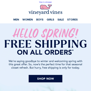 FREE SHIPPING = The Best Start To Spring