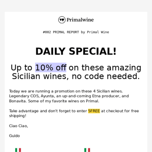 #002: Awesome Sicilian Wine Daily Offer