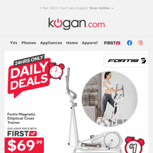 Daily Deals: Elliptical Cross Trainer, 3-in-1 Steam Mop & More