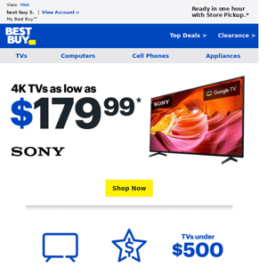4K TVs for as low as $179.99 are irresistible! Discover technology that suits you...