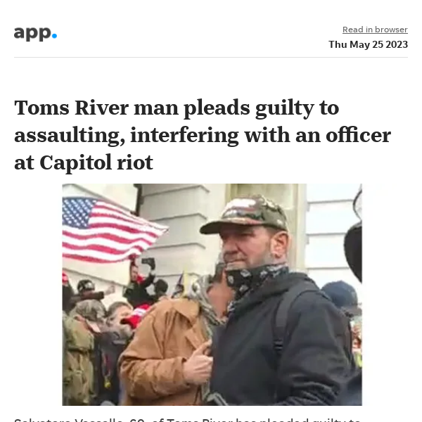 News alert: Toms River man pleads guilty to assaulting, interfering with an officer at Capitol riot