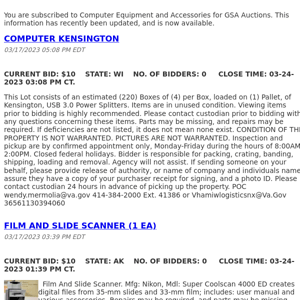 GSA Auctions Computer Equipment and Accessories Update