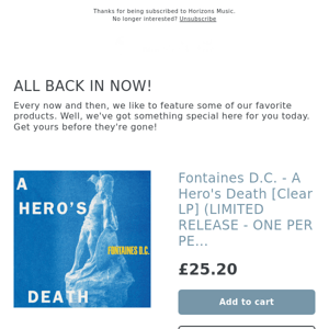 LIMITED!! Fontaines D.C. - A Hero's Death [Clear LP] (LIMITED RELEASE - ONE PER PERSON)