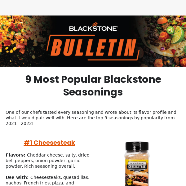 Top 9 Most Popular Seasonings - Blackstone Products