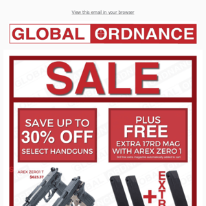 Save up to 30% Off Guns!