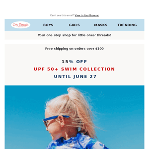 Last Call: 15% Off All UPF 50+ Swim Collection 🏊‍♀️