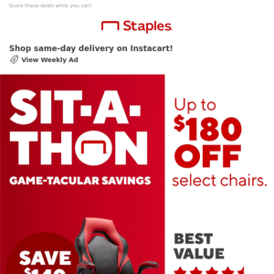 SIT-A-THON: Up to $180 off gaming chairs 🎮
