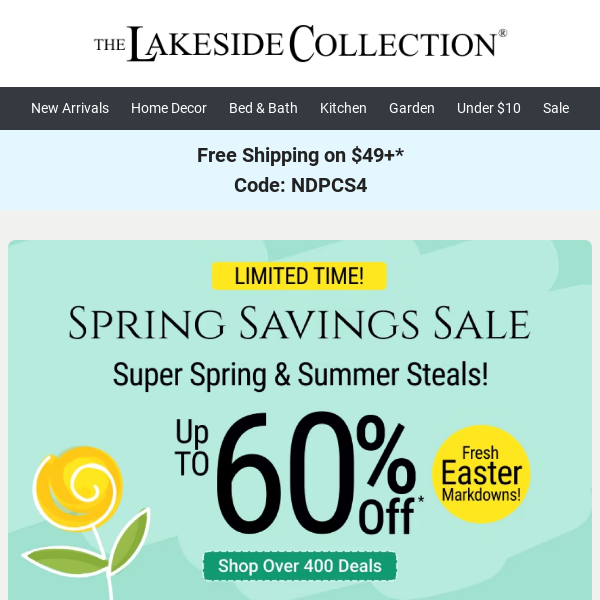 Think Spring! Enjoy FREE Shipping + Up to 60% Off!